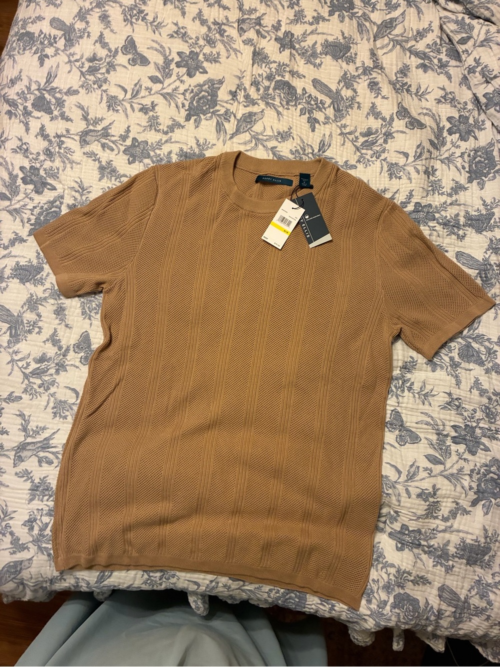 Perry Ellis Short-Sleeve Knit Shirt - Camel Brown - medium